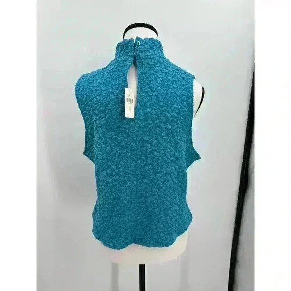 Anthropologie Turquoise Blue Tassel Popcorn High Neck Crop Tank Top - Women's XL - Picture 9 of 12